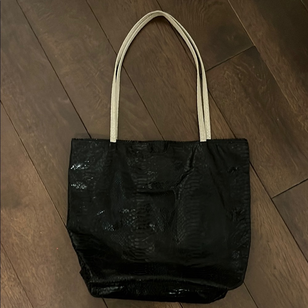 Black leather Tote Bag